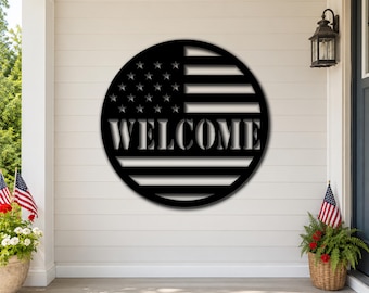 Patriotic laser cut Welcome sign | 4th of July, Memorial Day, USA wall art