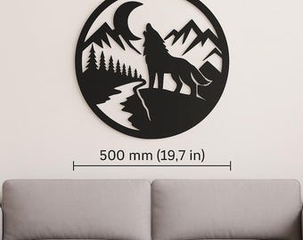 DXF plasma cut file – Howling wolf metal wall art – Rustic decor