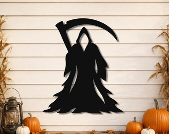 Grim Reaper Decor DXF SVG Digital Download, Halloween Scythe Silhouette Cutting Design