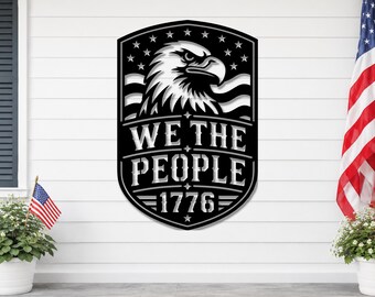 CNC 4th Of July SVG DXF File, 1776 Eagle Shield With American Flag