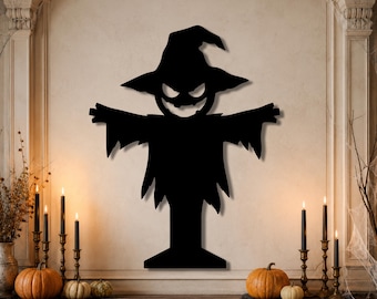 Halloween Scarecrow DXF SVG, Pumpkin Witch Laser Cut File, Spooky Metal Wall Art