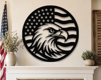 Eagle | Patriotic Laser Cut File, American Flag Wall Art, 4th of July Decor