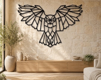 Geometric Owl Wall Art | Flying Owl Design DXF SVG Digital Download