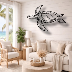 Sea Turtle Metal Wall Art SVG | Coastal Beach House  DXF l Ocean Nautical Decor