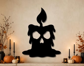Melting Skull Candle DXF SVG | Halloween Laser Cut File | Gothic CNC Plasma Wall Art