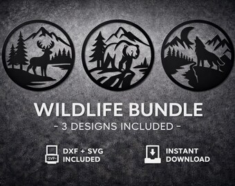 Wildlife Bundle DXF | Metal Wall Art, Animal Silhouettes, CNC Plasma, Rustic Lodge