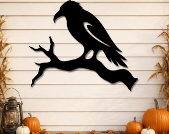Outdoor Bird Decor Raven SVG File, DXF Silhouette for Laser Cutting