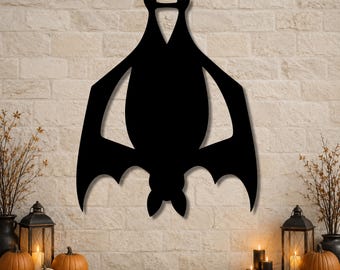 Bat SVG, Upside-Down Silhouette DXF Cutting File, Halloween Digital Download