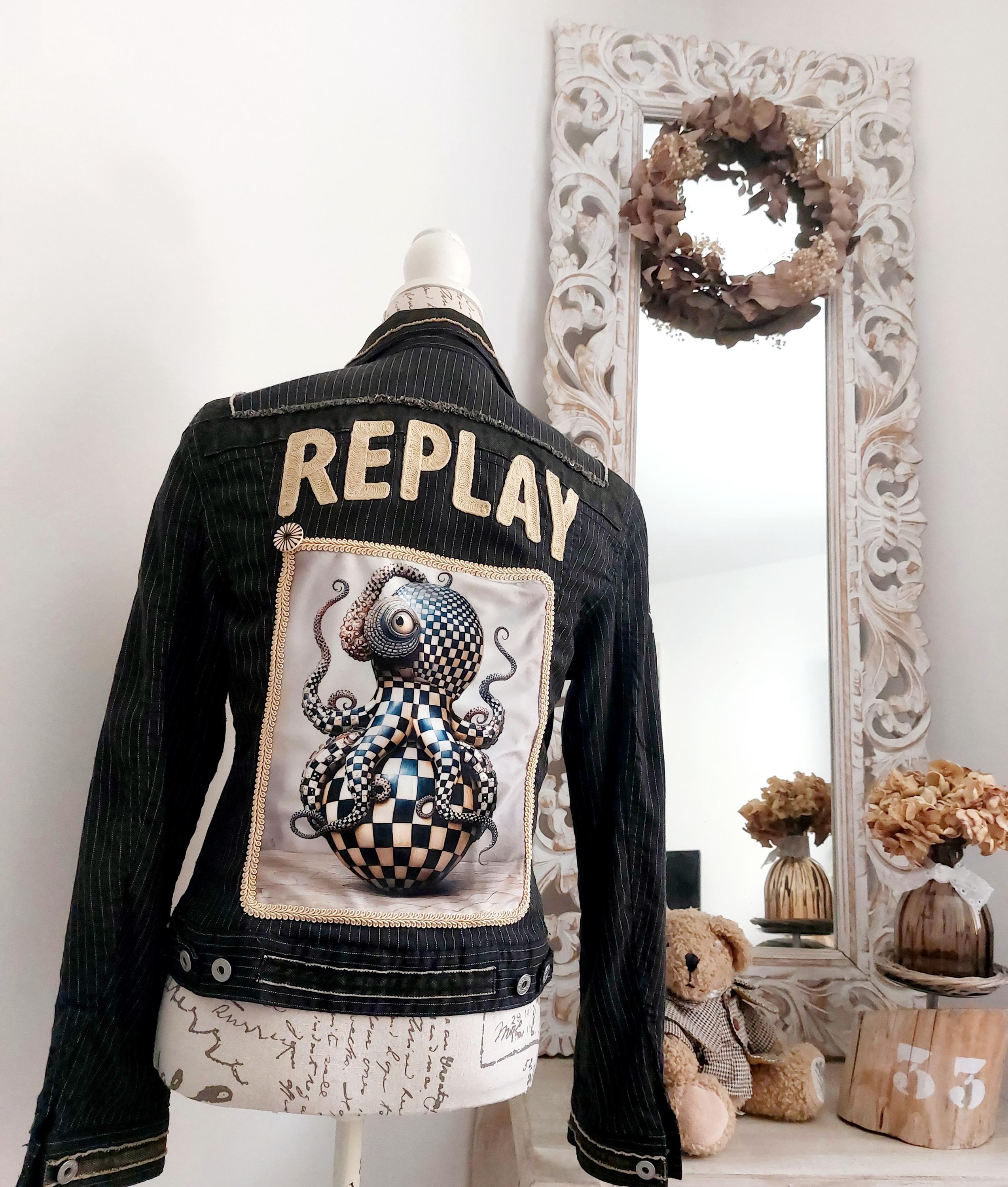 Replay Motorrad Jeansjacke Herren REPLAY VINTAGE BIKER JACKE