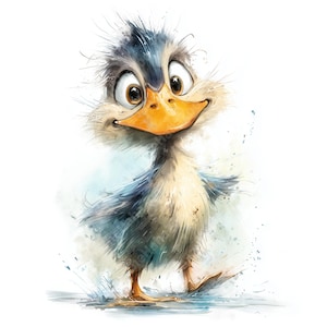 10 Whimsical Duck watercolor Clipart, High Quality JPGs, Commercial Use, Junk Journal, Scrapbooking, Instant Download, Paper Crafts