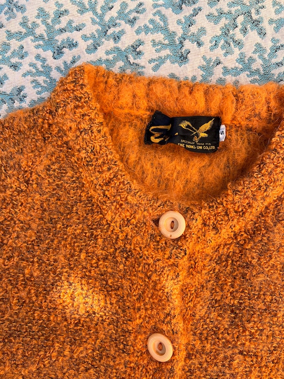 1950s Orange Mohair Cardigan - image 7