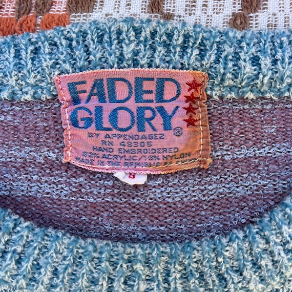1970s Sun, Moon, Rainbow Scene Faded Glory Sweater - image 3