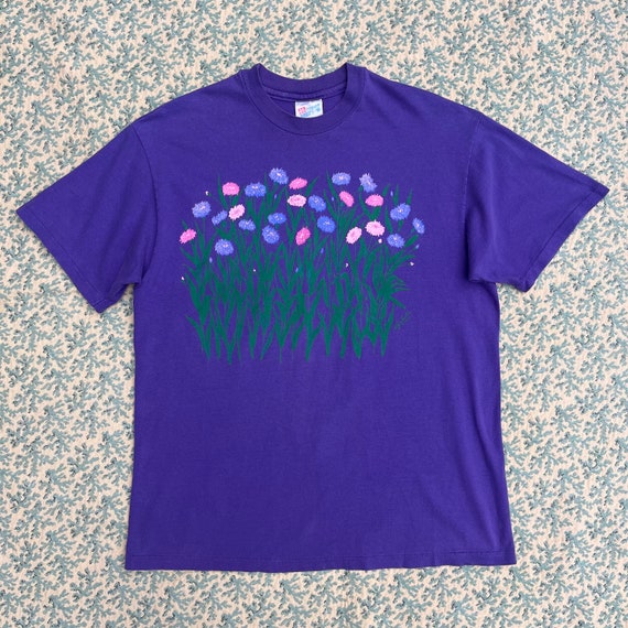 90's Neon Pink and Purple Floral Shirt