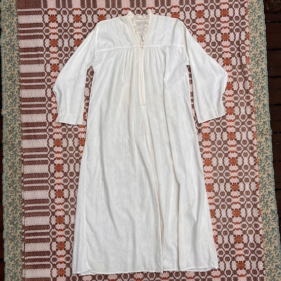 Antique White Cotton Gauzy Nightgown - image 3