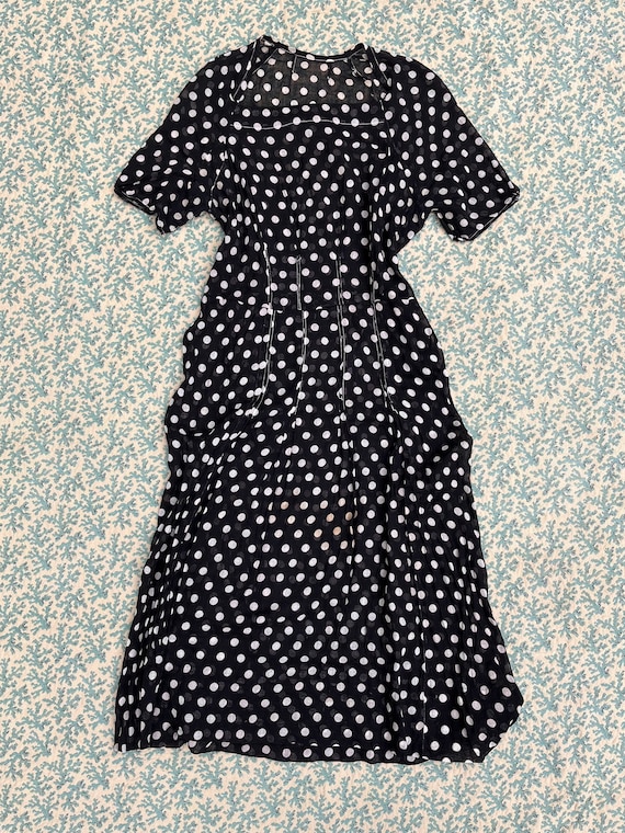 1930-1940s Sheer Cotton Polka Dot Dress - Gem