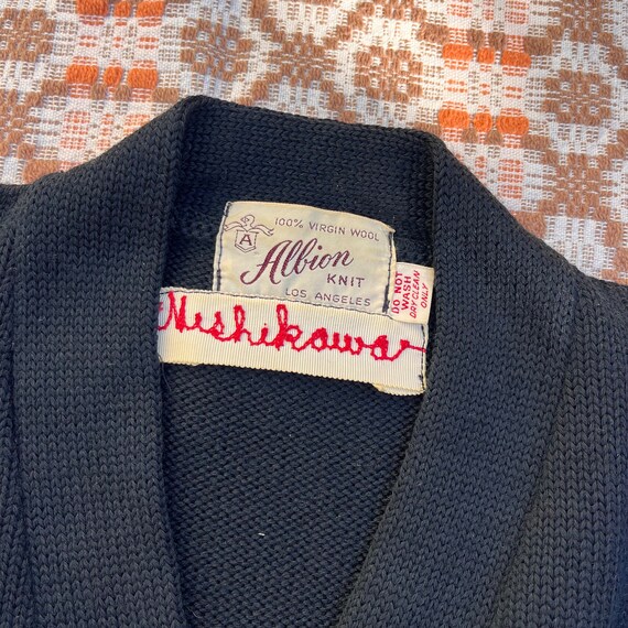 1940s/50s Black Albion Knit Varsity Cardigan - image 2