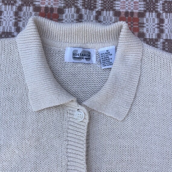 90s White Cotton Button-up Cardigan - image 3