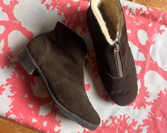 60s Sherpa Lined Zip-Up Ankle Boots