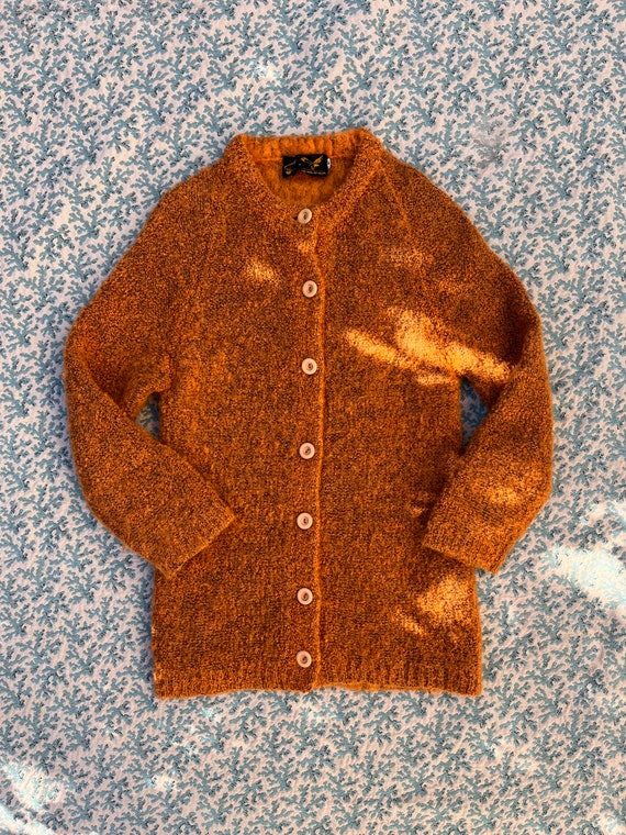 1950s Orange Mohair Cardigan - image 2