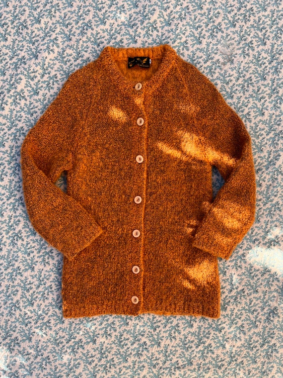 1950s Orange Mohair Cardigan - image 3