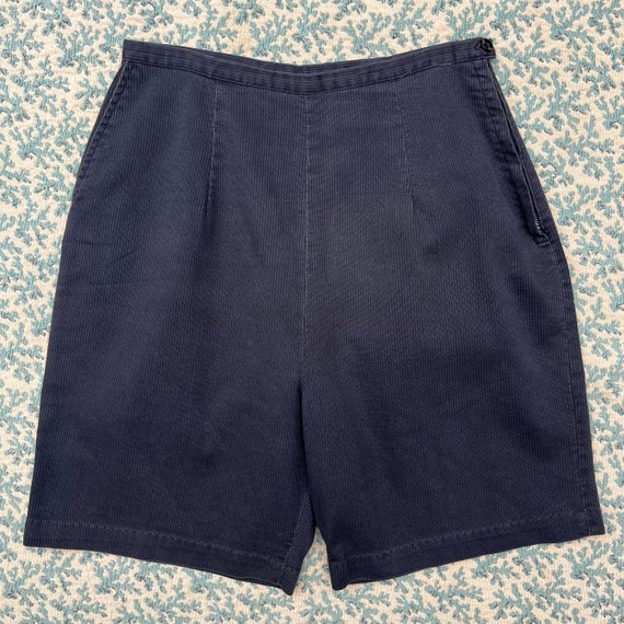 1940s-50s Black Cotton Side-zip Shorts - image 1