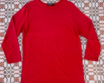 90s J. Peterman Red Cotton Long Sleeve Tee