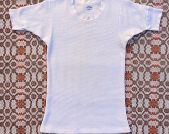 1950s White Short Sleeve Thermal Tee