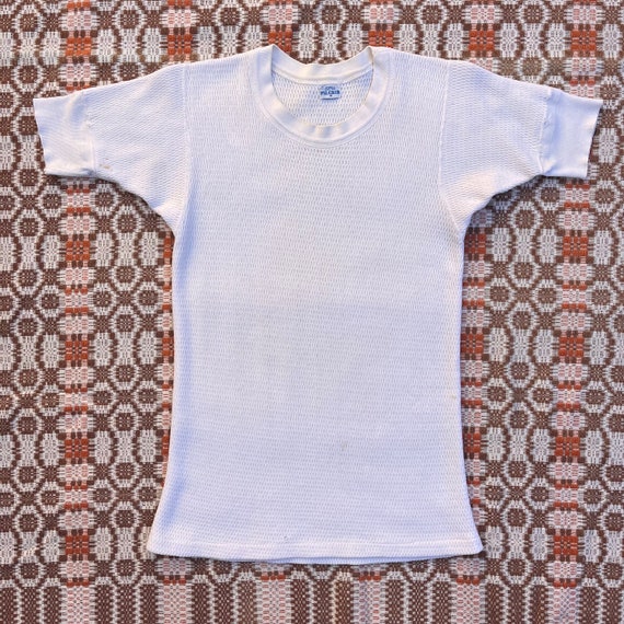 1950s White Short Sleeve Thermal Tee 