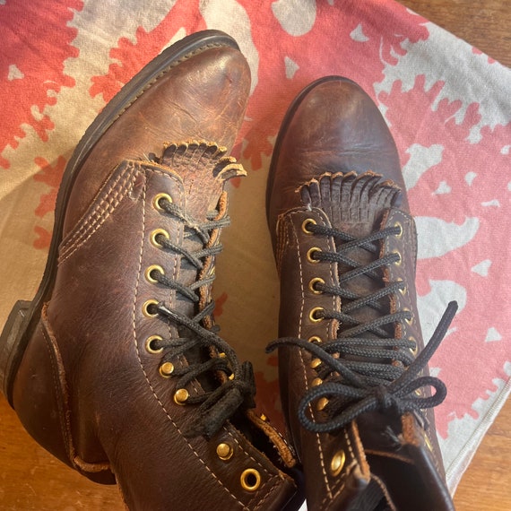 70s/80s Brown Leather Logging Boots - image 4