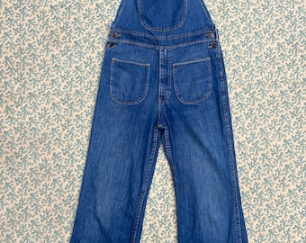 70s Low-back Patchfront Denim Overalls Small