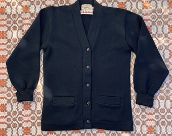 1940s/50s Black Albion Knit Varsity Cardigan