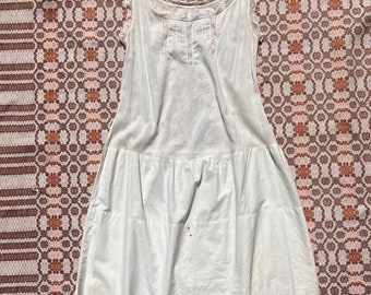 Circa 1920s Antique White Cotton Lace Slip Dress