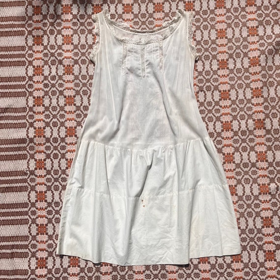 Circa 1920s Antique White Cotton Lace Slip Dress - image 1