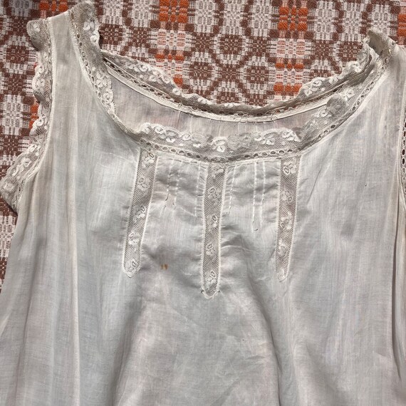 Circa 1920s Antique White Cotton Lace Slip Dress - image 2