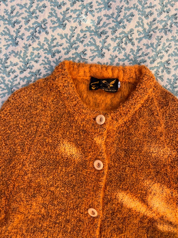 1950s Orange Mohair Cardigan - image 1