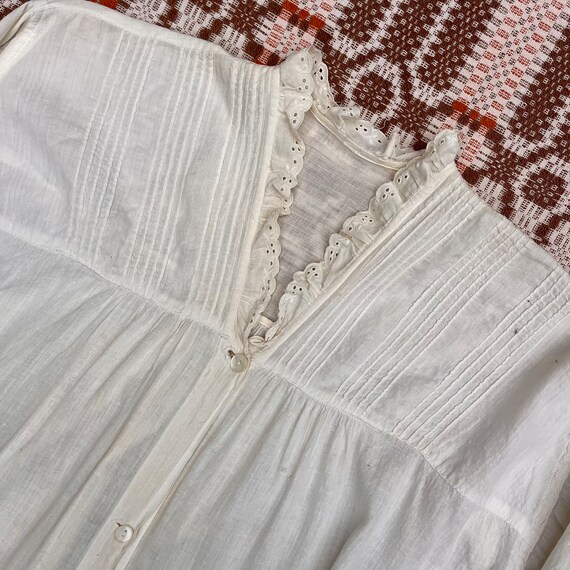 Antique White Cotton Gauzy Nightgown - image 5