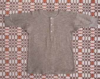 1930s Oatmeal Wool Short Sleeve Henley Top