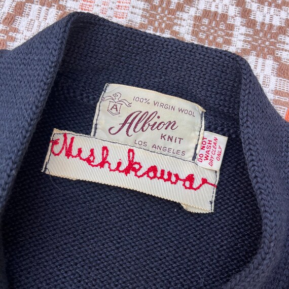 1940s/50s Black Albion Knit Varsity Cardigan - image 10
