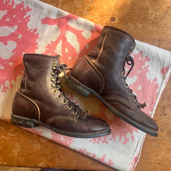 70s/80s Brown Leather Logging Boots - image 3