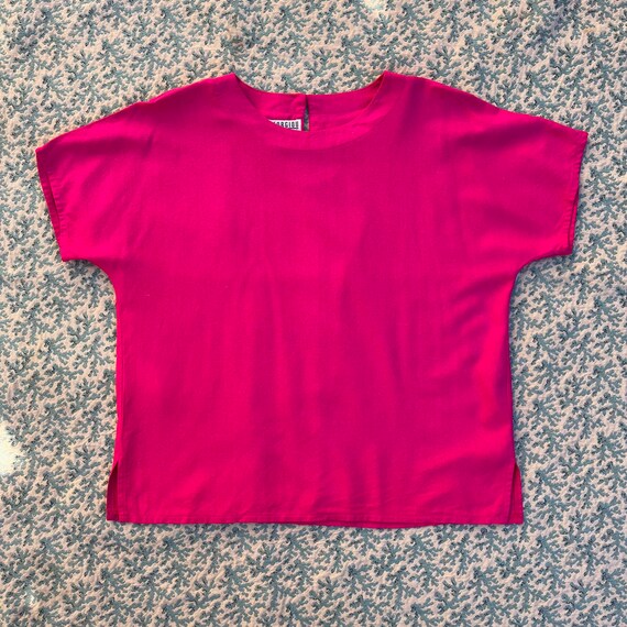 Vintage Hot Pink Raw Silk Blouse - image 2