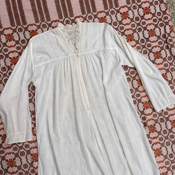 Antique White Cotton Gauzy Nightgown - image 4