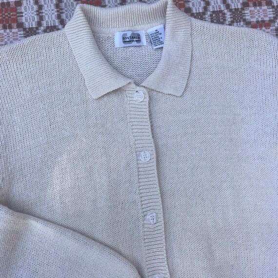 90s White Cotton Button-up Cardigan - image 2