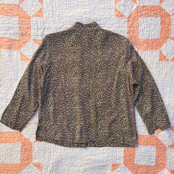 90s Rayon Green Leopard Print Blouse - image 6