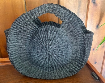 Circa 70s Black Woven Circular Handbag