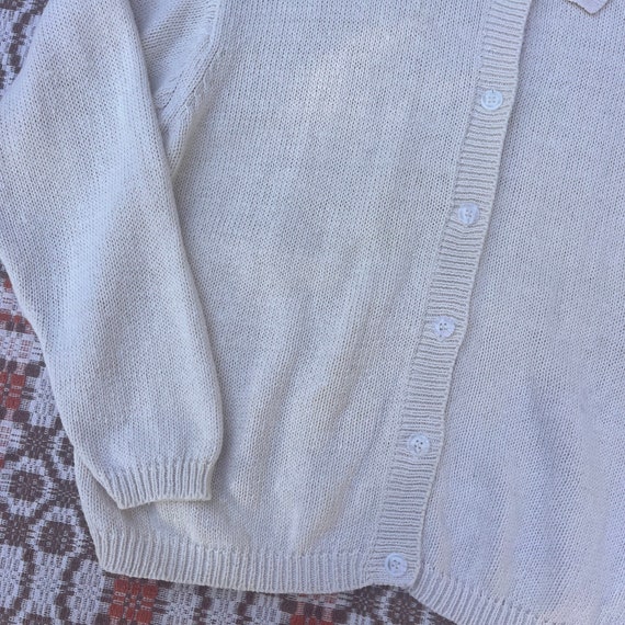 90s White Cotton Button-up Cardigan - image 4