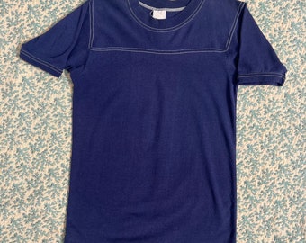 1950/60s Navy Blue Short Sleeve Athletic Tee