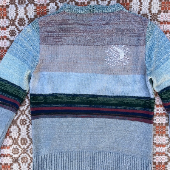 1970s Sun, Moon, Rainbow Scene Faded Glory Sweater - image 10