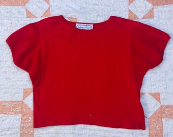 80s Cherry Red Crop Tee with Mesh