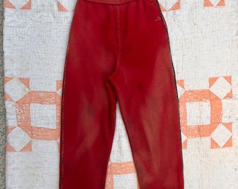 1920s/30s Red Wool Faded Ski Side Button Pants