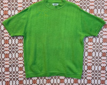 1970s Bright Lime Green Sweatshirt Tee